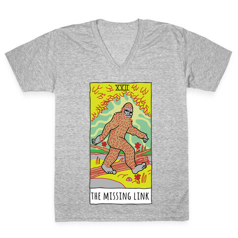 The Missing Link Bigfoot Tarot V-Neck Tee Shirt