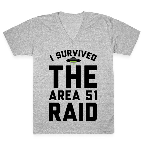 I Survived The Area 51 Raid Parody V-Neck Tee Shirt