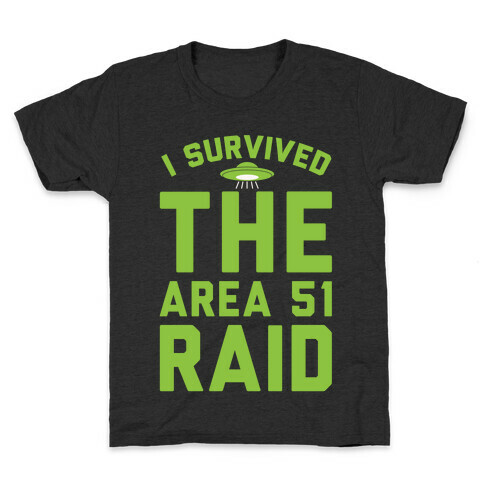 I Survived The Area 51 Raid Parody White Print Kids T-Shirt