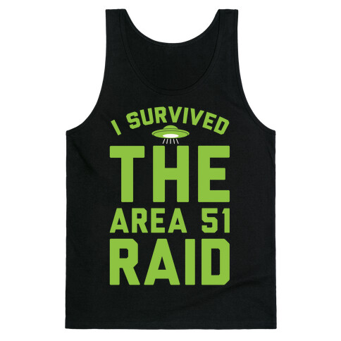 I Survived The Area 51 Raid Parody White Print Tank Top