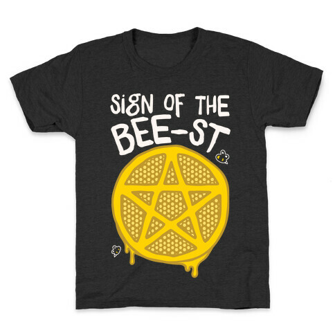 Sign Of the Bee-st Satanic Bee Parody White Print Kids T-Shirt