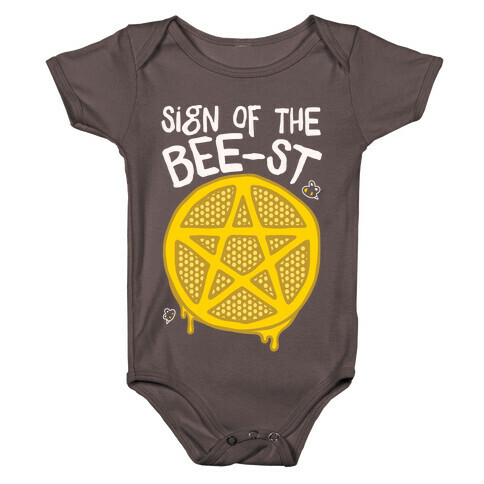 Sign Of the Bee-st Satanic Bee Parody White Print Baby One-Piece