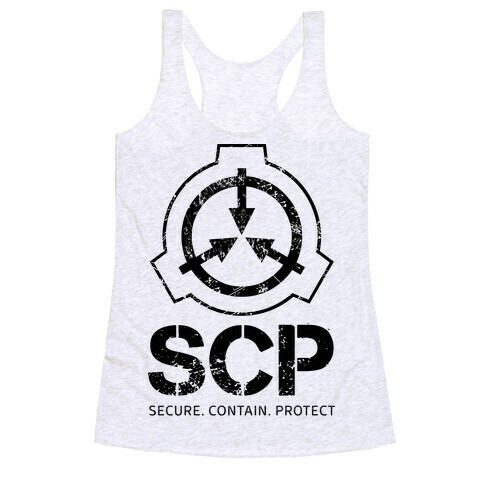 SCP Secure. Contain. Protect Racerback Tank Top