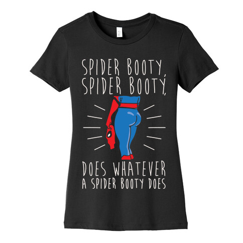 Spider Booty Parody White Print Womens T-Shirt