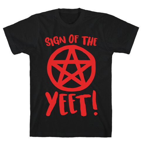 Sign Of The Yeet Parody White Print T-Shirt