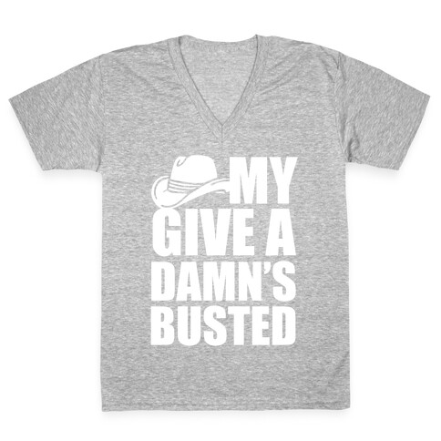 My Give a Damn's Busted White Print V-Neck Tee Shirt