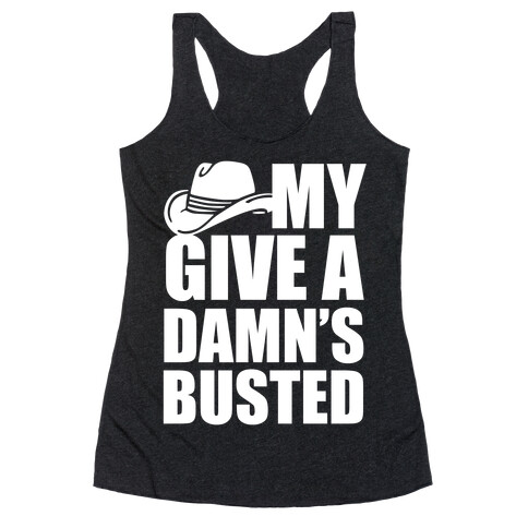 My Give a Damn's Busted White Print Racerback Tank Top