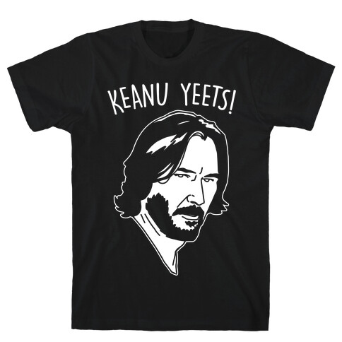 Keanu Yeets Parody White Print T-Shirt