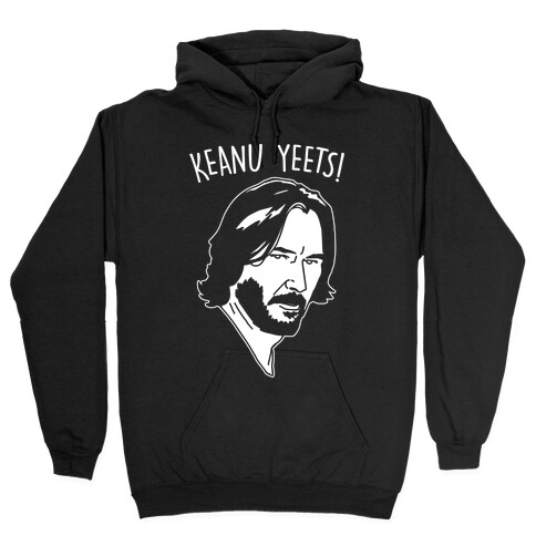 Keanu Yeets Parody White Print Hooded Sweatshirt