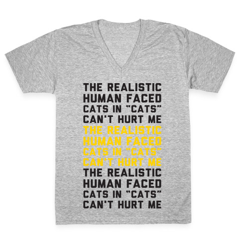 The Realistic Human Faced Cats In Cats Can't Hurt Me Parody V-Neck Tee Shirt