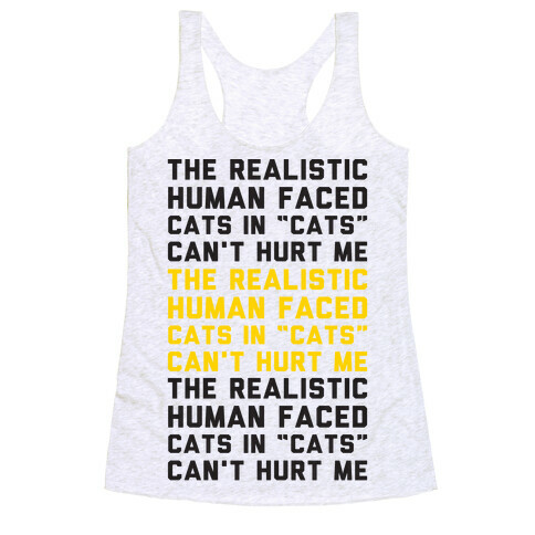 The Realistic Human Faced Cats In Cats Can't Hurt Me Parody Racerback Tank Top