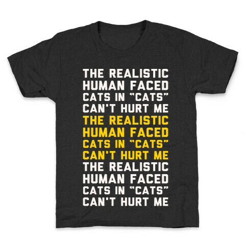 The Realistic Human Faced Cats In Cats Can't Hurt Me Parody White Print Kids T-Shirt