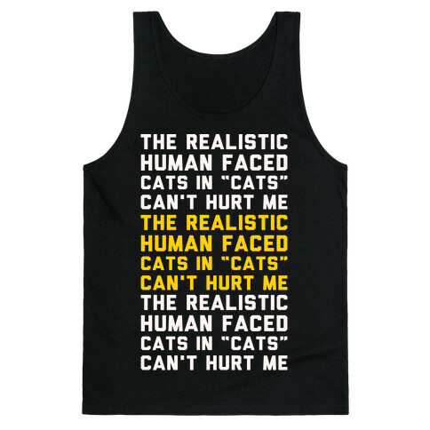 The Realistic Human Faced Cats In Cats Can't Hurt Me Parody White Print Tank Top