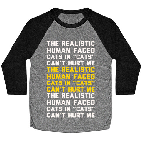 The Realistic Human Faced Cats In Cats Can't Hurt Me Parody White Print Baseball Tee