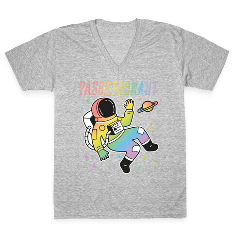 Yassstronaut LGBTQ Astronaut V-Neck Tee Shirt