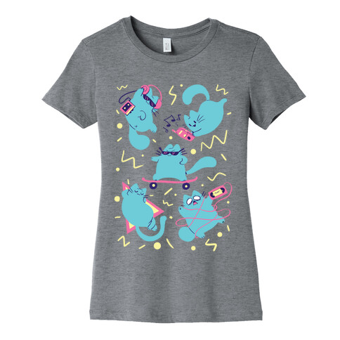 90's Cats Pattern Womens T-Shirt