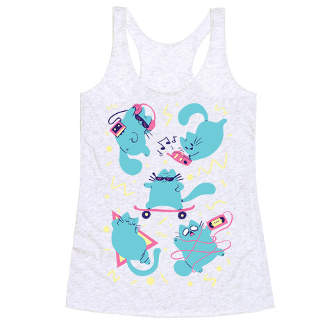 90's Cats Pattern Racerback Tank Top