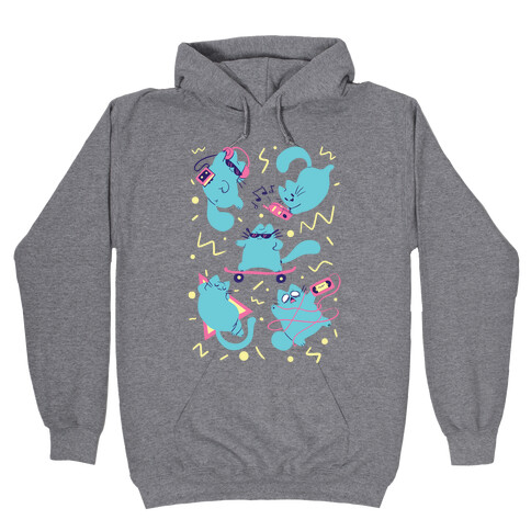 90's Cats Pattern Hooded Sweatshirt