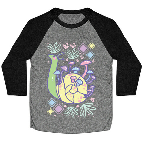 Pastel Mushroom Snail Baseball Tee