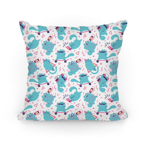 90's Cats Pattern Pillow