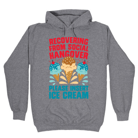 Recovering From Social Hangover, Please Insert Ice Cream Hooded Sweatshirt