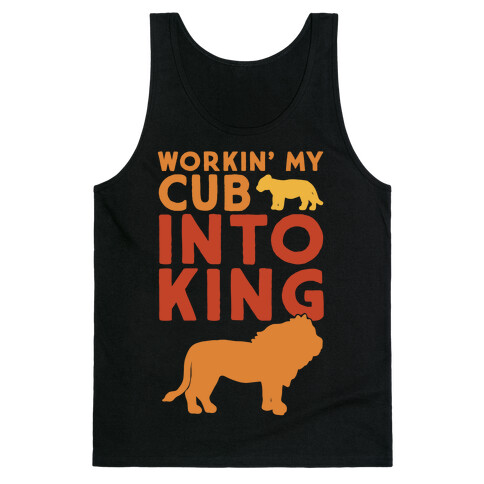 Workin' My Cub Into King White Print Tank Top