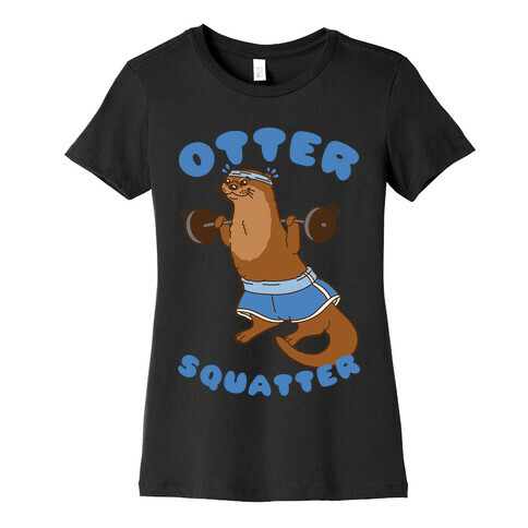 Otter Squatter White Print Womens T-Shirt