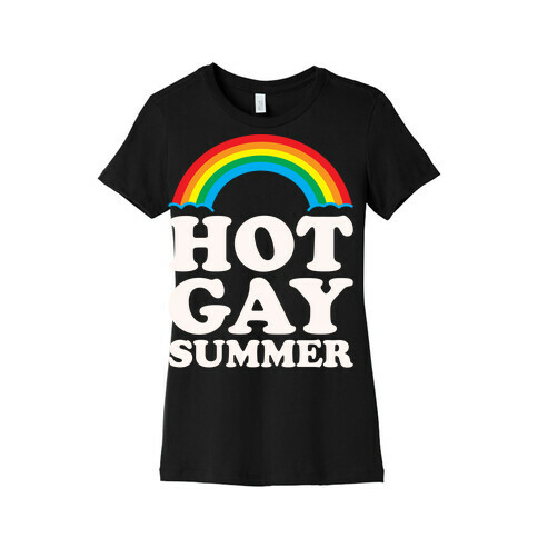 Hot Gay Summer Parody White Print Womens T-Shirt