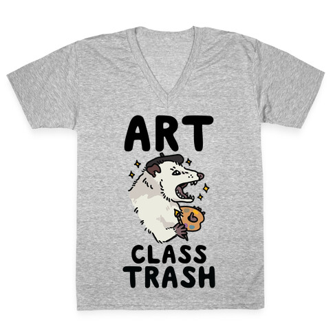 Art Class Trash Opossum V-Neck Tee Shirt