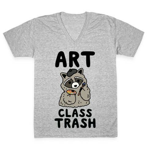 Art Class Trash Raccoon V-Neck Tee Shirt