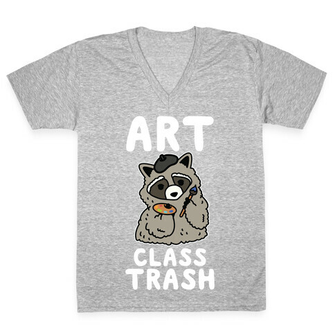 Art Class Trash Raccoon V-Neck Tee Shirt