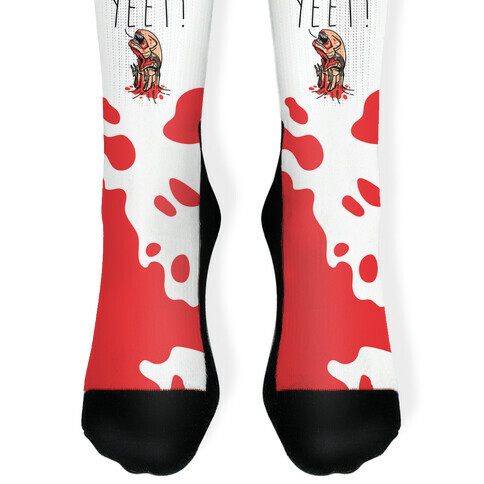 Yeet Alien Parody White Print Sock