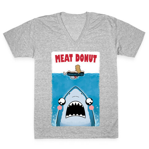 Meat Donut Jaws Parody V-Neck Tee Shirt