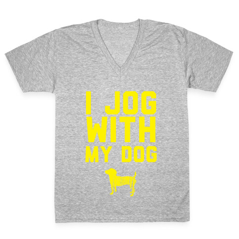 I Jog With My Dog V-Neck Tee Shirt