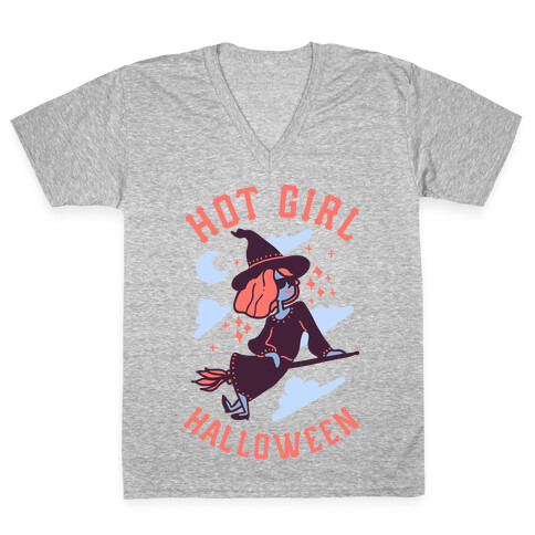 Hot Girl Halloween V-Neck Tee Shirt