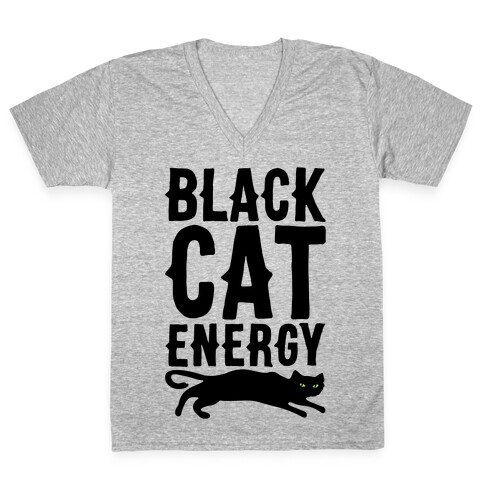 Black Cat Energy Parody V-Neck Tee Shirt