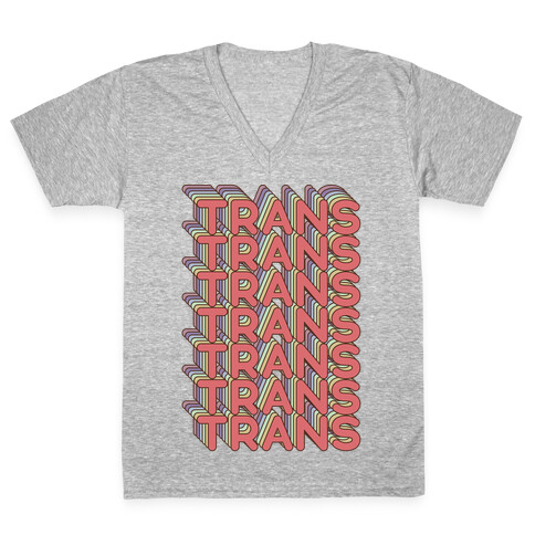 Trans Retro Rainbow V-Neck Tee Shirt