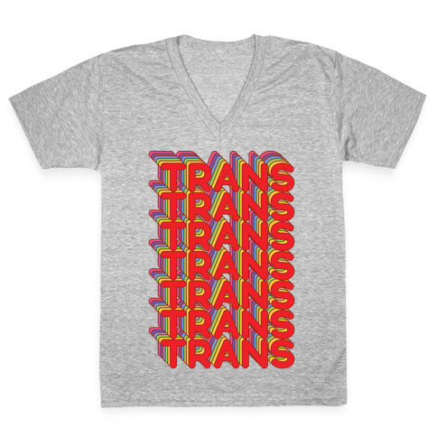 Trans Retro Rainbow V-Neck Tee Shirt