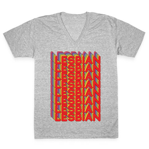 Lesbian Retro Rainbow V-Neck Tee Shirt