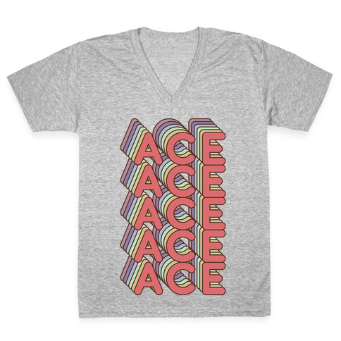ACE Retro Rainbow V-Neck Tee Shirt