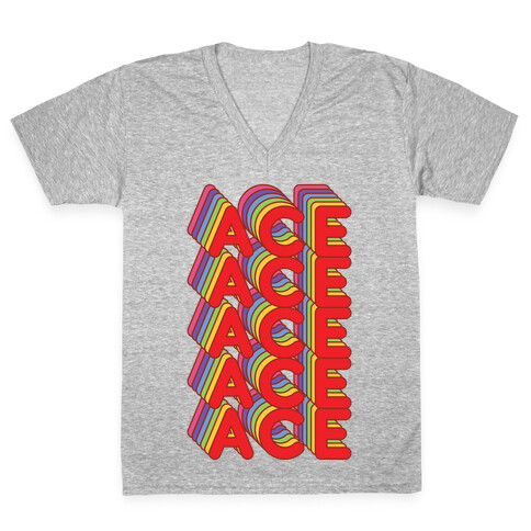 ACE Retro Rainbow V-Neck Tee Shirt