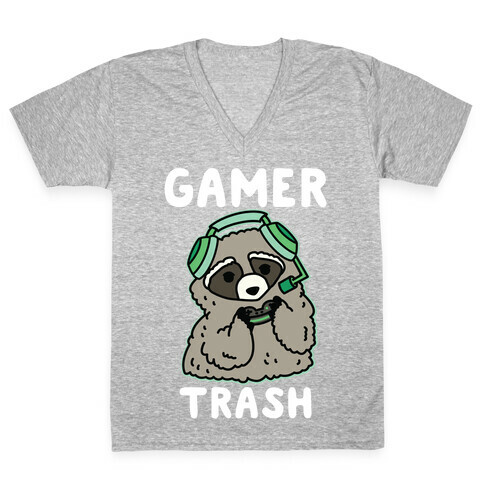 Gamer Trash Raccoon V-Neck Tee Shirt