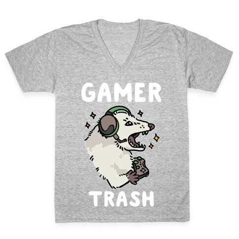Gamer Trash Opossum V-Neck Tee Shirt