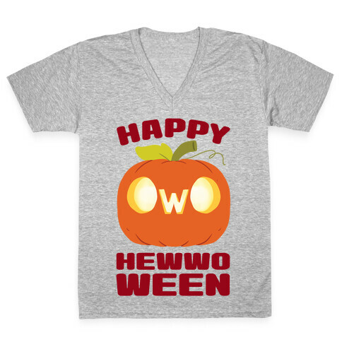 Happy Hewwoween OwO  V-Neck Tee Shirt