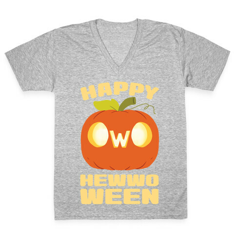 Happy Hewwoween OwO  V-Neck Tee Shirt