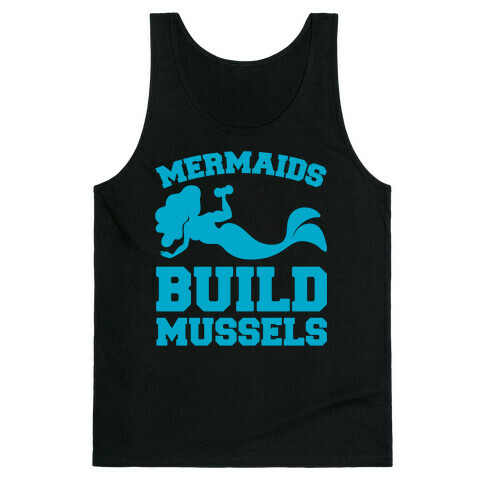 Mermaids Build Mussels White Print Tank Top