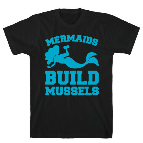 Mermaids Build Mussels White Print T-Shirt