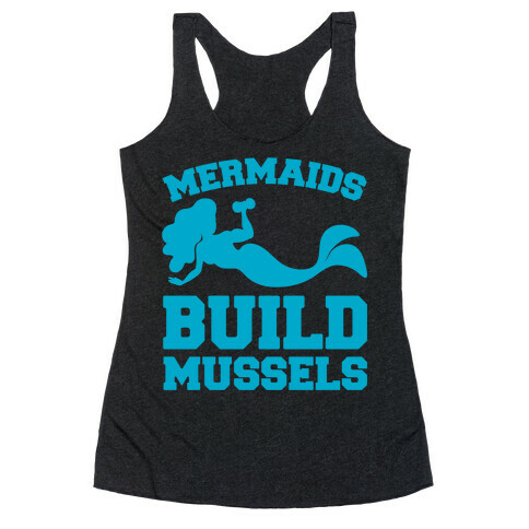 Mermaids Build Mussels White Print Racerback Tank Top