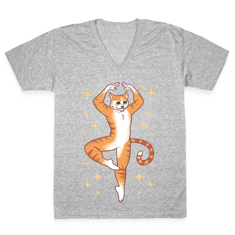 Dancing Crying Cat Meme V-Neck Tee Shirt