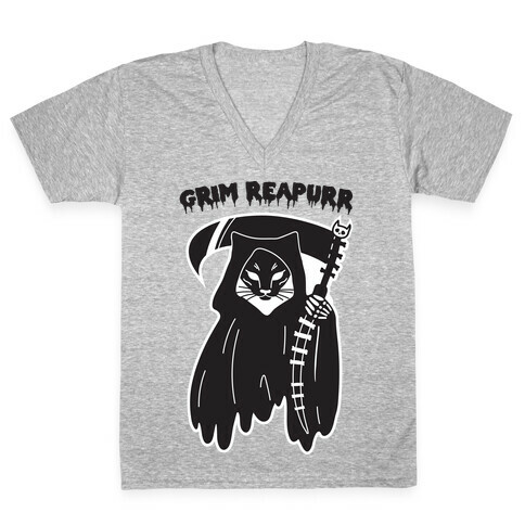 Grim Reapurr Cat V-Neck Tee Shirt